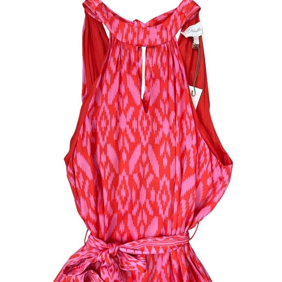 Cleobella Janice Satin Halter Ankle Dress Jaipur Ikat Print Size Large - Picture 9 of 14